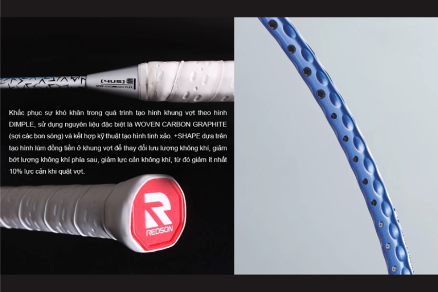 Vợt cầu lông Redson Shape 01 làm từ Woven Carbon Graphite (sợi carbon sóng) 