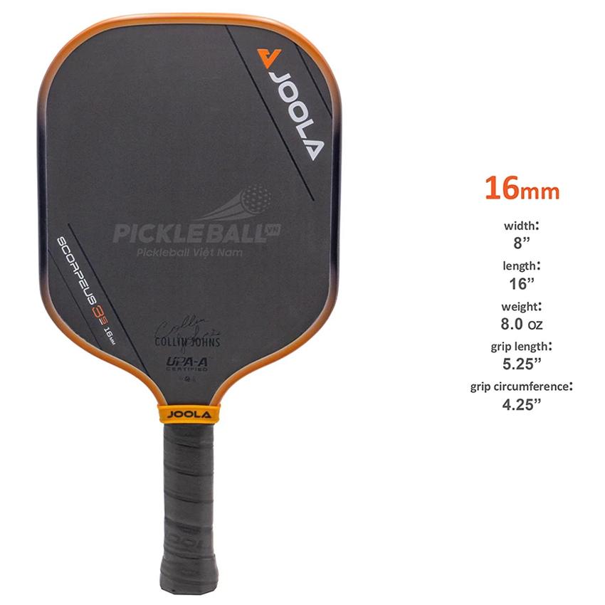 Vợt Pickleball JOOLA Collin Johns/ Scorpeus 3s - 16mm